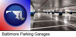 an empty parking garage in Baltimore, MD