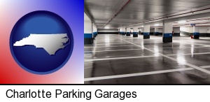 an empty parking garage in Charlotte, NC