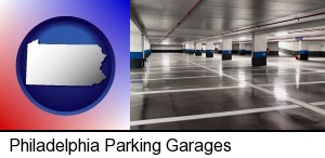 an empty parking garage in Philadelphia, PA