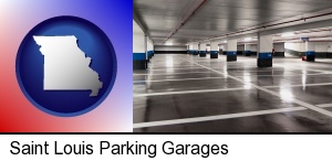 an empty parking garage in Saint Louis, MO