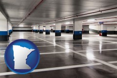 minnesota map icon and an empty parking garage