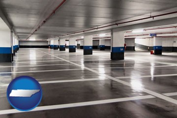 an empty parking garage - with Tennessee icon