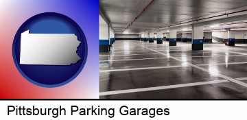 an empty parking garage in Pittsburgh, PA